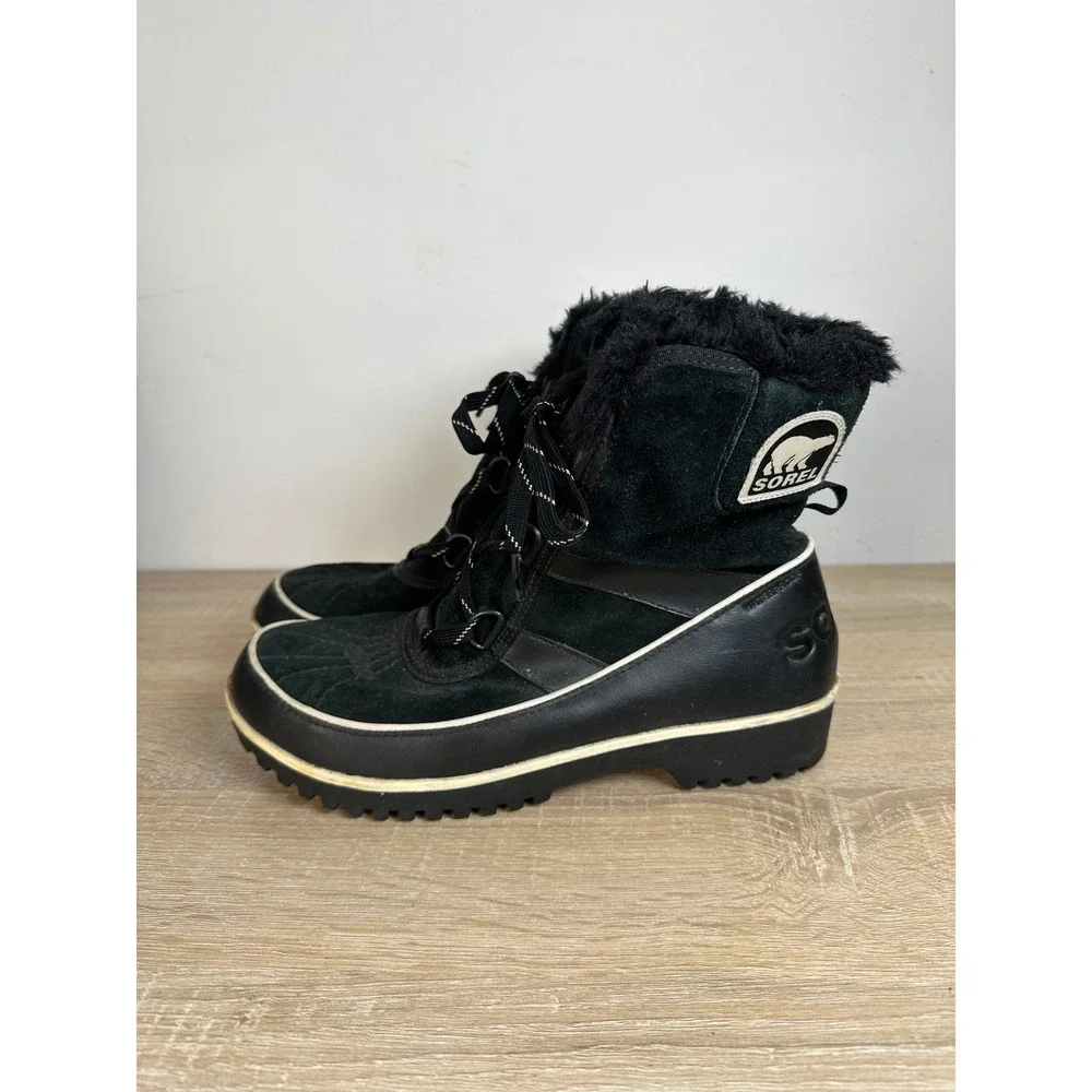 Sorel Tivoli II Black Waterproof Faux Fur Winter Boots NL2089-010 Womens 9.5